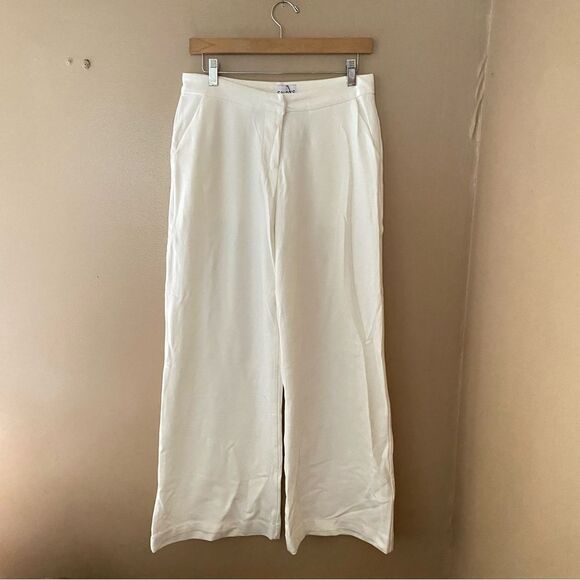 SNDYS Anika Pants in White jersey knit wide leg high rise trousers Revolve New M - Picture 10 of 11